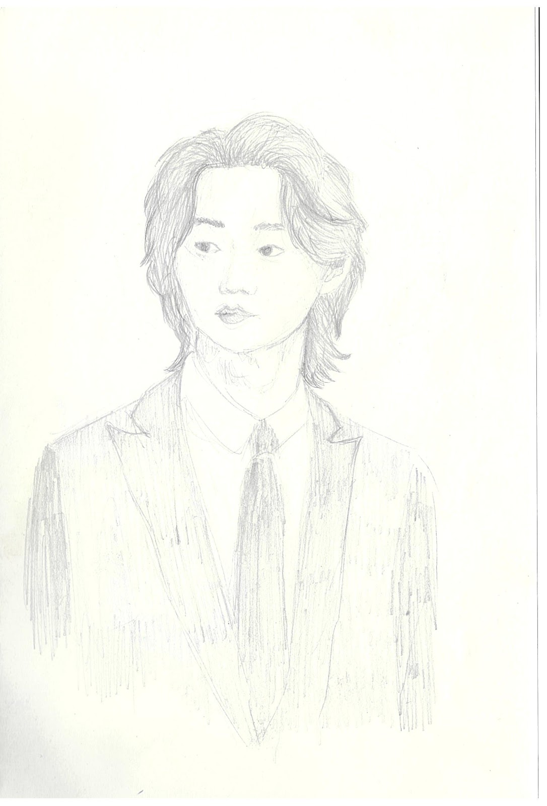Pencil drawing of Kento Yamazaki in a suit